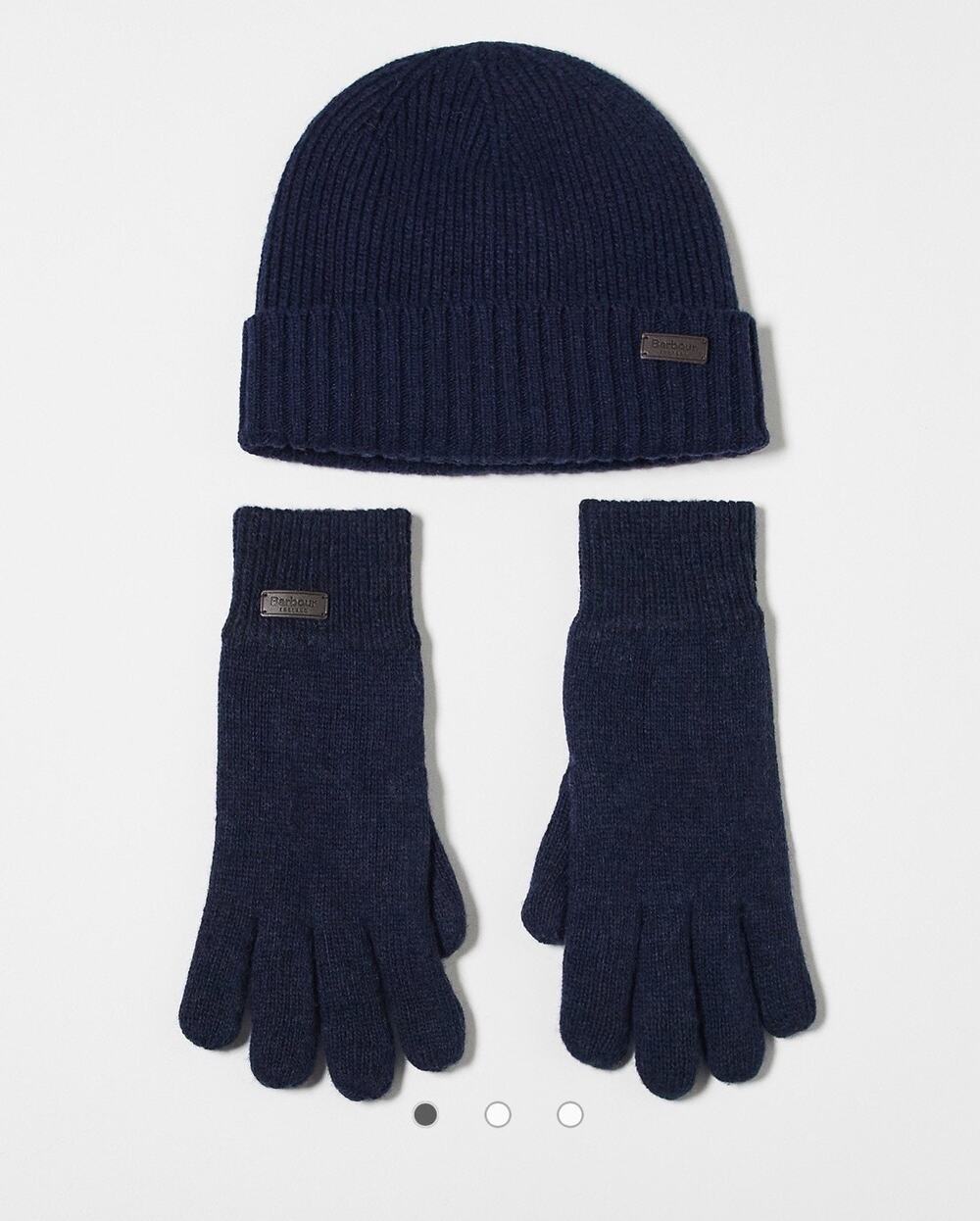 Barbour Carlton beanie & gloves gift set in navy
